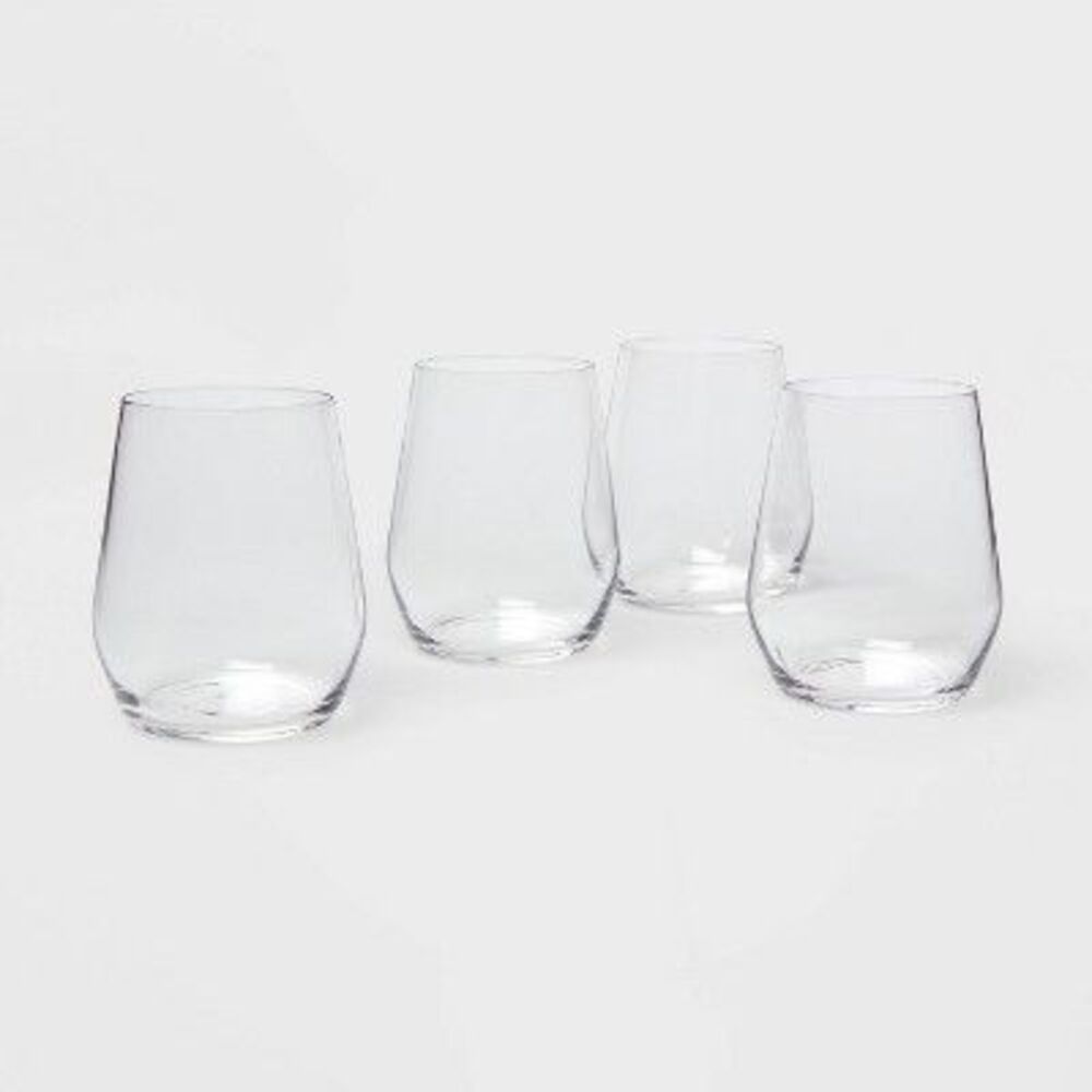 Threshold - 12oz 4pk Glass Atherton Stemless Wine Glasses - Th Clear